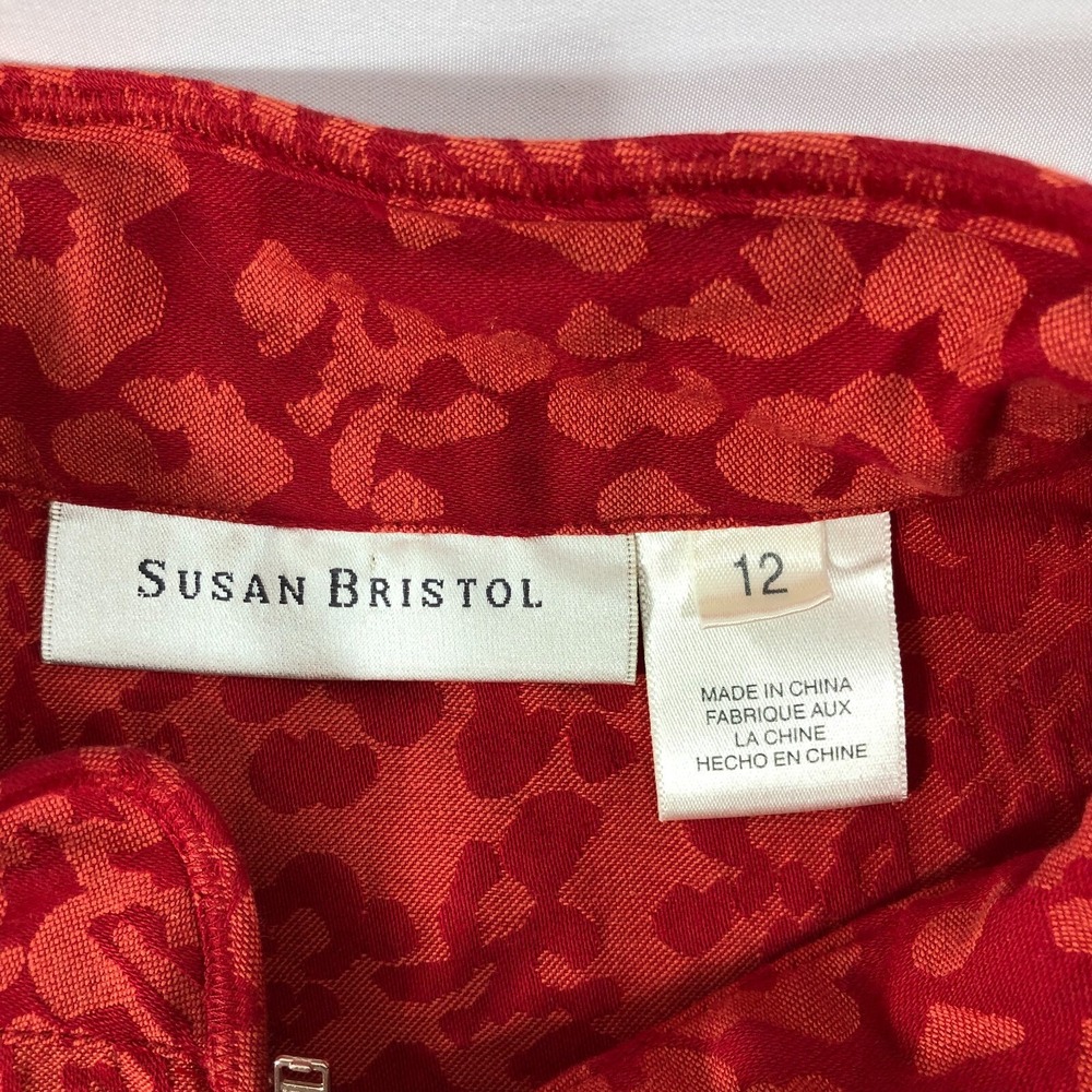 SUSAN BRISTOL Jacket Women's Size 12 Red‎ Orange Evening Full Zip Pockets - Picture 6 of 11